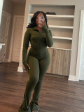 Sports Casual Women's Sexy Tight Fitting Long Sleeve Top Micro Bell Pants Two-Piece Set
