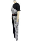 Women Fall Casual Colorblock Top and Pant Two-Piece Set