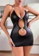 Women Cut Out Pu-Leather Sexy Lingerie