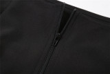 Summer Sexy Slim Fit Zipper Long-Sleeved Top High Waist Bodycon Short Skirt Two Piece Set