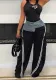 Women's Fashion Denim Patchwork Loose Straight Pants