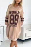 Autumn Winter Women Casual Sports Letter Printed Sweatshirt Dress