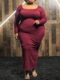 Fashion Slim Round Neck Long Dress