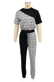 Women Fall Casual Colorblock Top and Pant Two-Piece Set