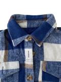 Autumn Winter Women's  Plaid Turndown Collar Long Sleeve Shirt Coat