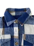Autumn Winter Women's  Plaid Turndown Collar Long Sleeve Shirt Coat