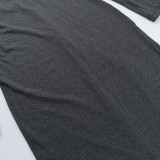 Autumn Solid Color Square Neck Long Sleeve Slim Women Long Dress