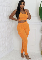Women Solid Vest and Pocket Pant Two Piece Set