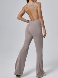 Women Yoga Sports Fitness One-piece Yoga Wear Bell Bottom Jumpsuit