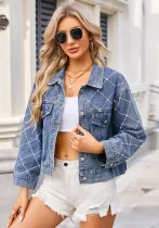Women Denim Embroidered Beaded Jacket