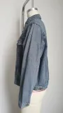 Women Washed Crop Long Sleeve Denim Jacket