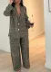 Women Turndown Collar Long Sleeve Blazer and Pant Two Piece Set