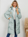 Women's Autumn Winter Long Sleeve Warm Hooded Cotton-Padded Long Coat