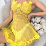Sexy Low Back Strap See Through Lace Night Dress