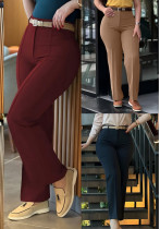 Autumn Women's Clothing Solid Color High Waist Casual Pants