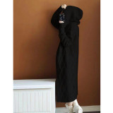Women Long Loose Cardigan Hooded Twisted Sweater Coat
