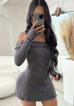 Autumn Women's Fashion Long Sleeve Off Shoulder Short Dress
