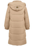 Women's Autumn Winter Long Sleeve Warm Hooded Cotton-Padded Long Coat