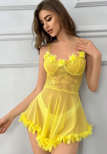Sexy Low Back Strap See Through Lace Night Dress