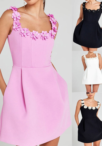 Spring Summer Floral Strap Sleeveless A-Line Loose Casual Women's Dress