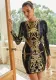Women long-sleeved Round Neck sexy sequin Formal Party Mini evening dress companion