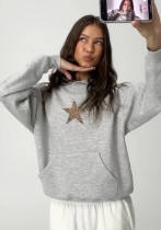 Women leopard print five-pointed star loose hoodies