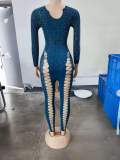 Women rhinestone one-piece mesh Beaded Bodystocking sexy lingerie