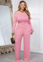 Women Solid irregular strapless Off Shoulder Top and Pant Set