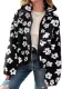 Women zipper printed pocket flower jacket