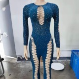 Women rhinestone one-piece mesh Beaded Bodystocking sexy lingerie