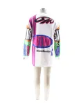 Contrast Patchwork Graffiti Letter Long-Sleeved T-Shirt Dress Autumn Loose Top