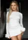 Women Fall Round Neck pleated long-sleeved dress