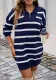 Autumn Winter Women's Casual Striped Long Sleeve Sweater Dress