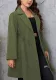 Plus Size Women's Autumn Winter Solid Turndown Collar Long Sleeve Button Long Casual Windbreaker Coat