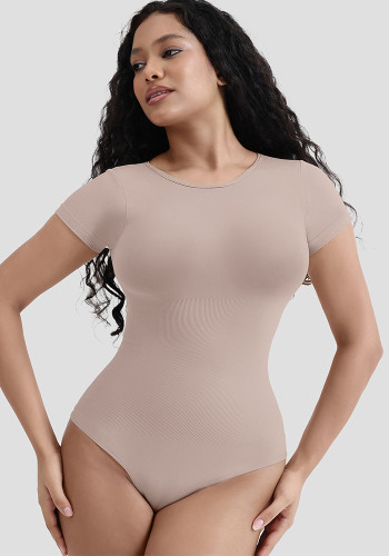 Body Shaping Fitted Clothes Slimming Tight Fitting Solid Color Short Sleeve Bodysuit