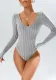 Autumn Winter Knitting V-Neck Women's Tight Fitting Long-Sleeved Bodysuit