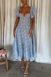 Women Spring Autumn Lace Ruffle Sleeve Casual Loose Party Dress