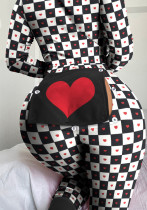 Women's Fashion Printed Long Sleeve Jumpsuit Sleep Onesie Pajamas