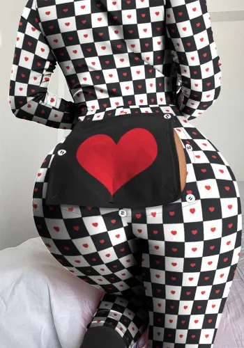 Women's Fashion Printed Long Sleeve Jumpsuit Sleep Onesie Pajamas