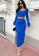 Spring Autumn Long-Sleeved Short Top Solid Color Slim Skirt Fashion Sexy Women's Two Piece Set
