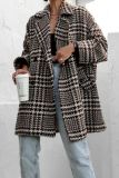Autumn Winter Houndstooth Woolen Coat