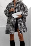Autumn Winter Houndstooth Woolen Coat