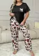 Women's Home Clothes Heart Print Short Sleeve Pants Set Plus Size Pajamas