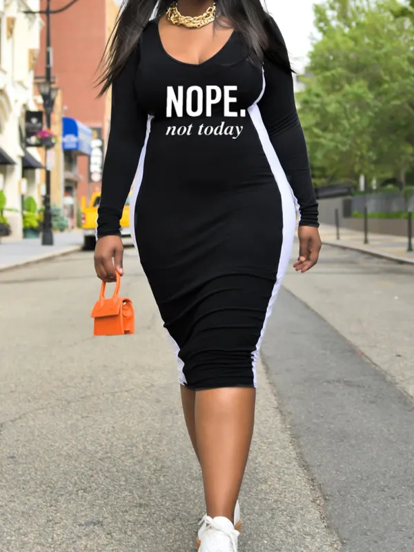Plus Size Women v-neck Bodycon Dress