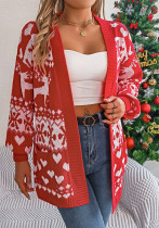 Christmas Women deer pocket long-sleeved sweater jacket