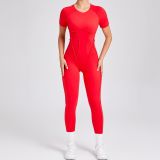 Women backless short-sleeved one-piece sports jumpsuit yoga suit Jumpsuit
