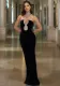 Women Sexy Diamond Halter Neck Slit Bandage Dress