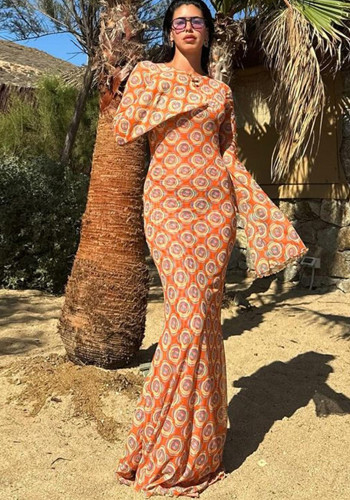 Women printed long sleeve dress