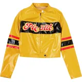 Women street embroidery contrast color Crop Top jacket