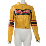 Women street embroidery contrast color Crop Top jacket